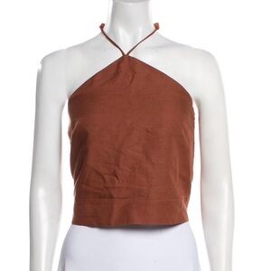 Sezane Linen Halter Crop Top